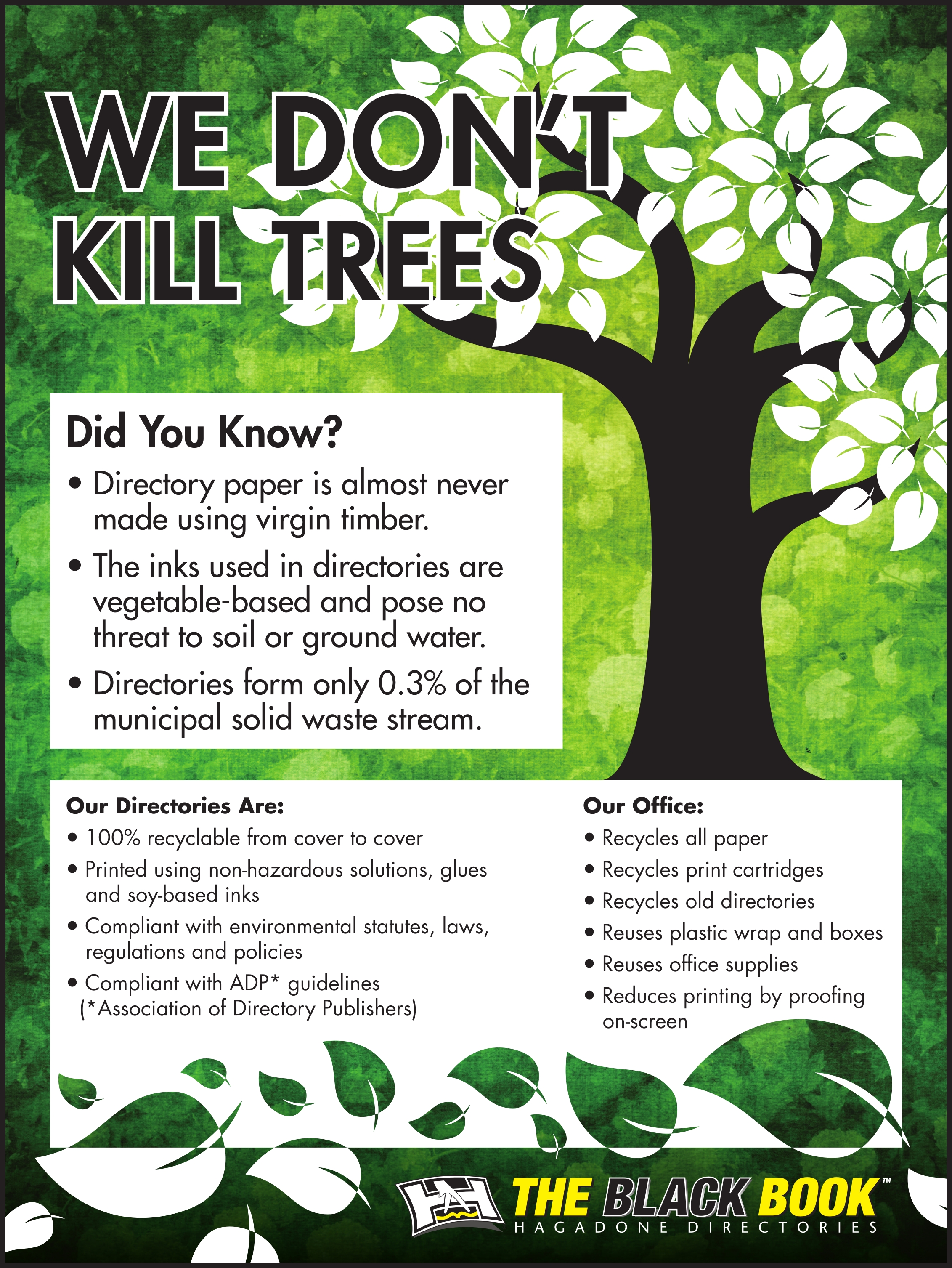 Full Page We Don't Kill Trees Ad